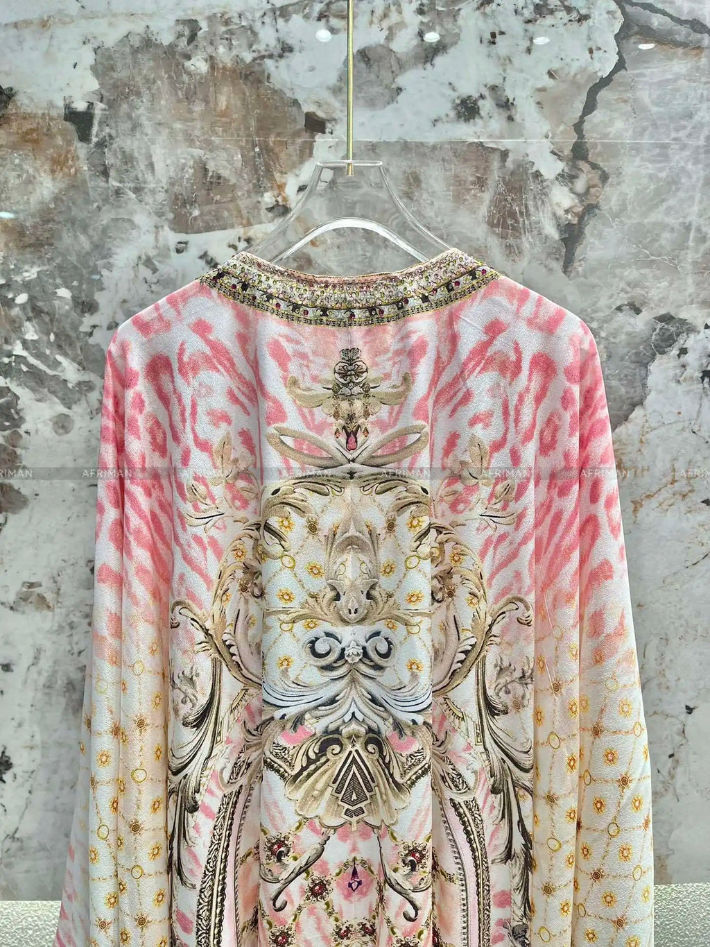 Exquisite designer dress Women New V Neck Crystal Beaded Flare Sleeve