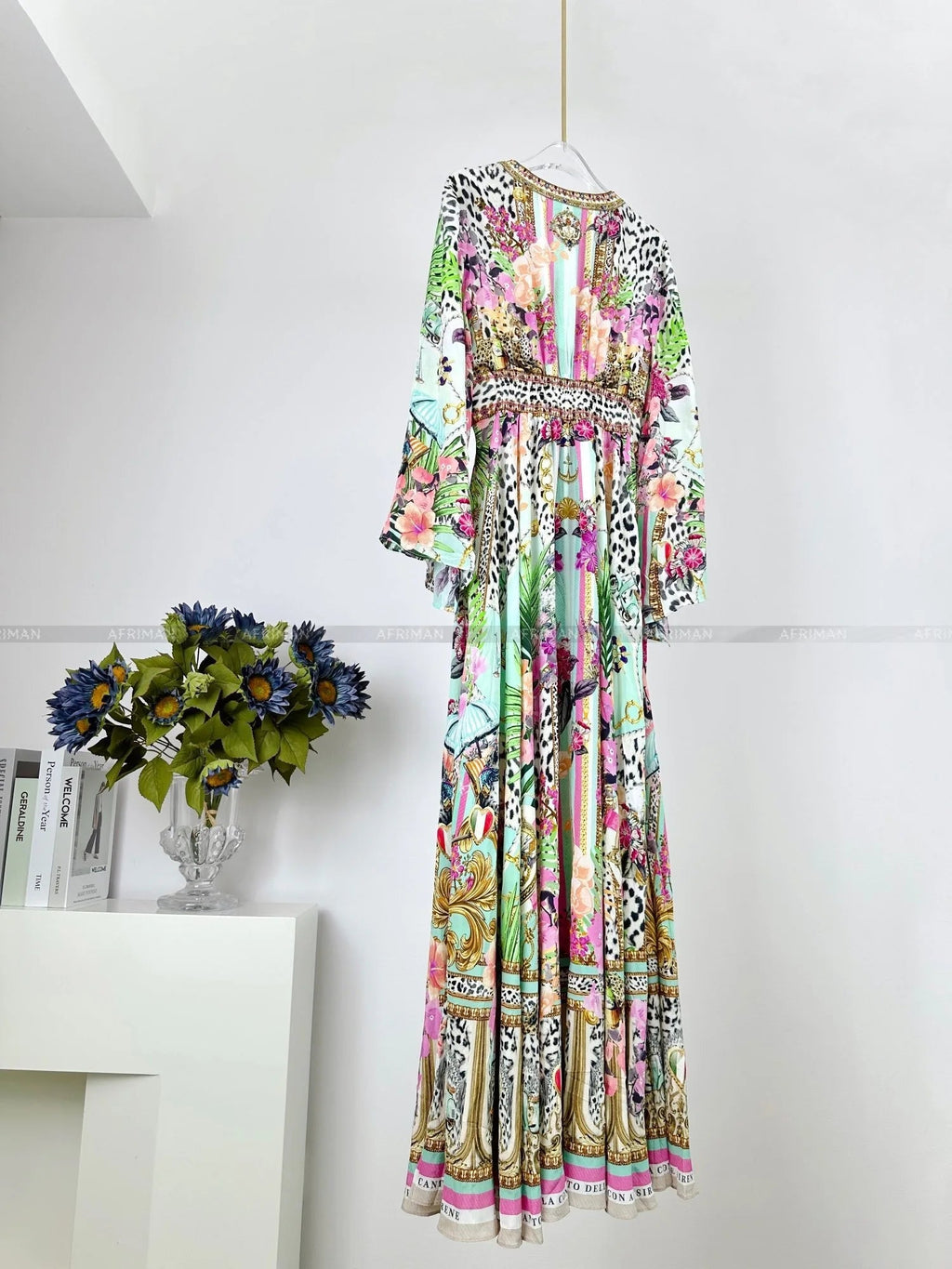 Designer Dress 2024 Resort wear Spring New V Neck Pink Leopard Print